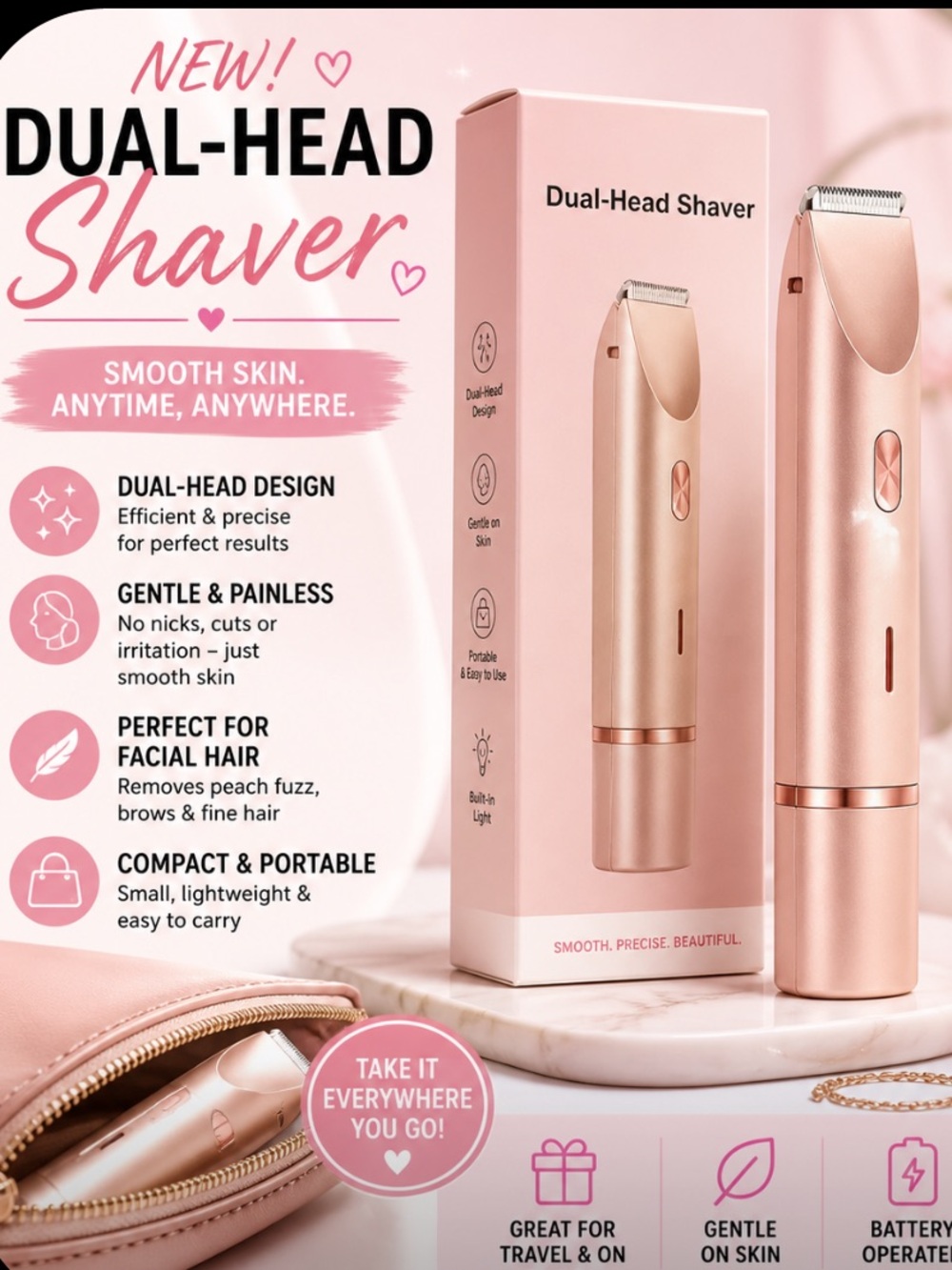 Dual-Head Shaver – Portable Facial Hair Remover
